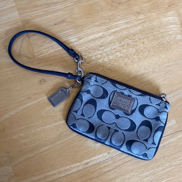 Coach Handbags - Coach poppy shimmer grey wristlet